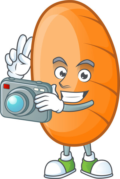 长面包卡通人物与摄影师图片下载