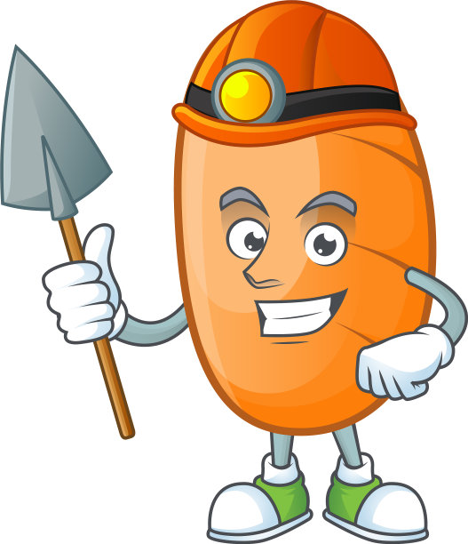 长面包卡通人物与矿工吉祥物图片下载