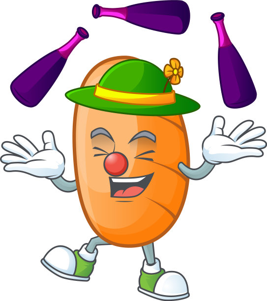 美味的长面包与角色杂耍图片下载