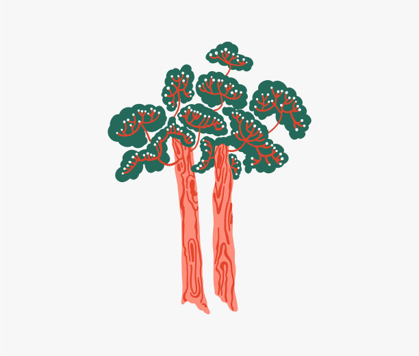 两棵韩国古朴松树图片下载