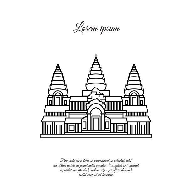 吴哥窟图标孤立在白色图片下载