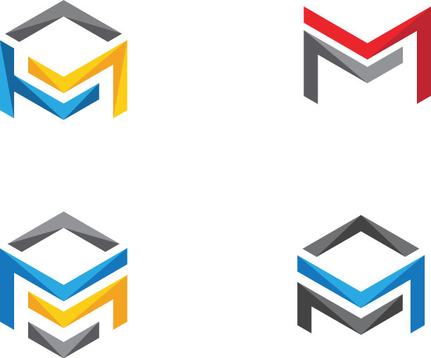 字母M六边形图标logo图片下载