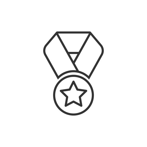 奖牌图标在平坦风格的奖励标志上白色图片下载