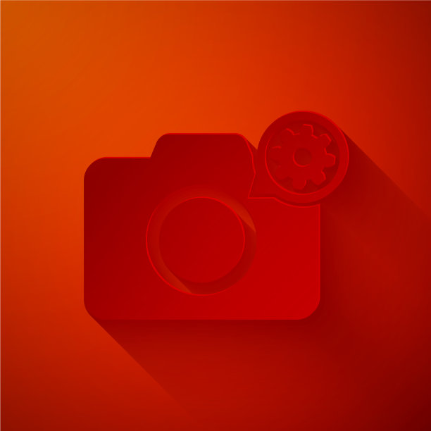 剪纸照片相机和齿轮图标隔离上图片下载