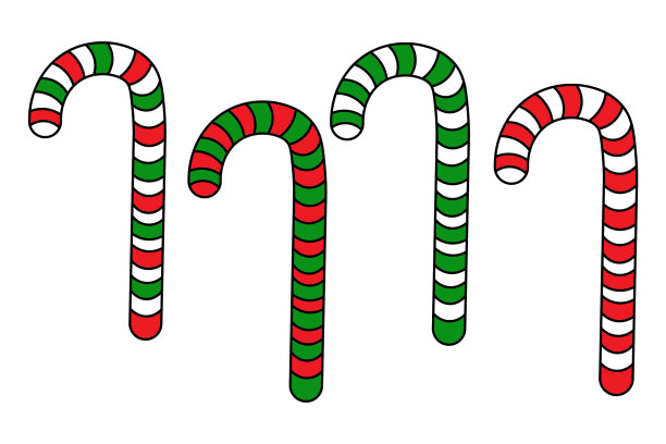 设置不同的圣诞糖果藤条与红色图片下载