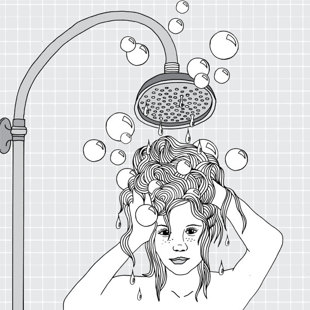 年轻女子在洗头图片下载