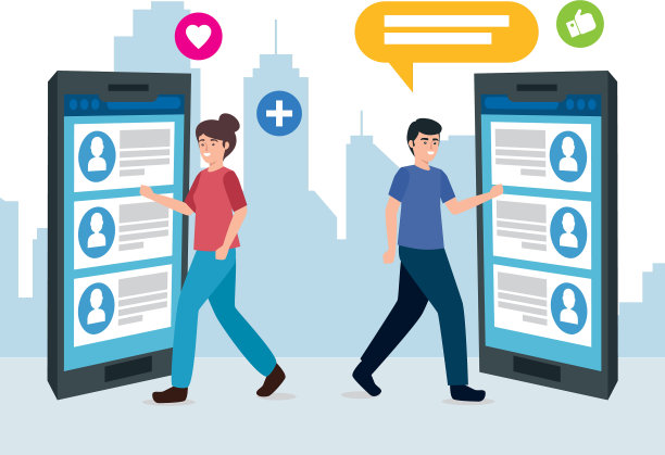 年轻夫妇和智能手机与社交媒体图片下载