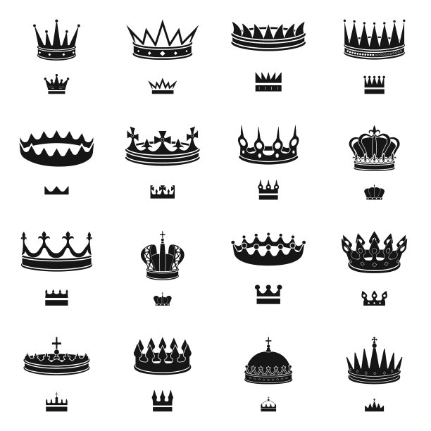 孤立对象王和雄伟的标志集图片下载