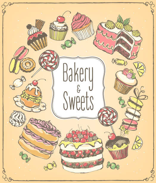 设置手绘图标糕点和糖果图片下载