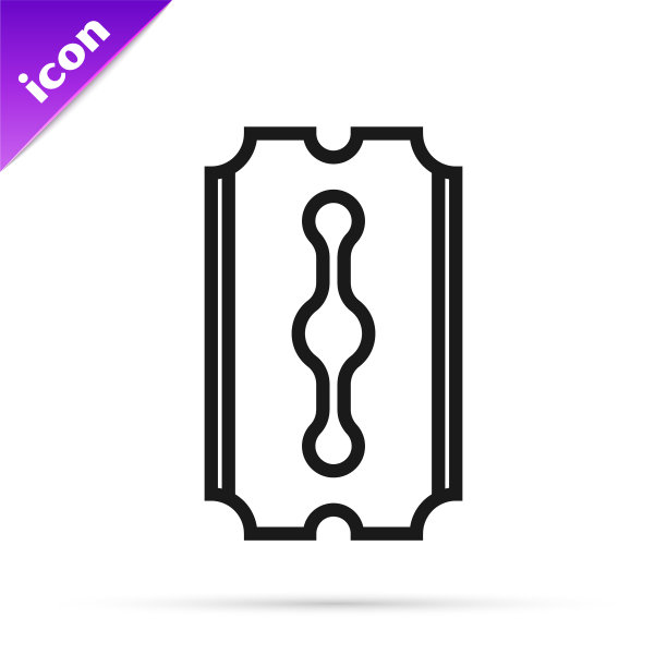 黑线刀片剃刀图标孤立在白色上图片下载