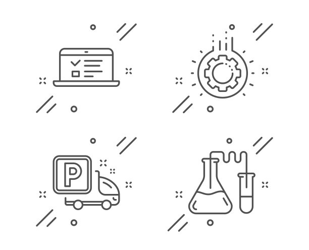 卡车停车设备和网络讲座图标集图片下载