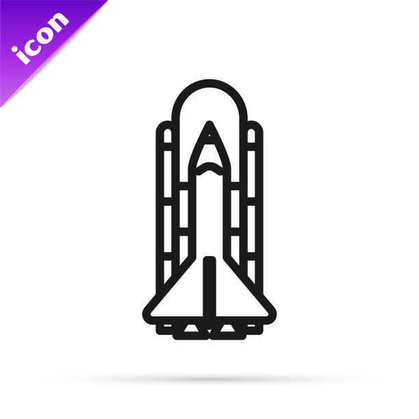 航天飞机和火箭图标用黑线隔开图片下载