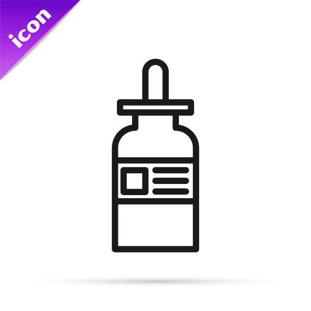 带有吸管图标的黑色线条玻璃瓶图片下载