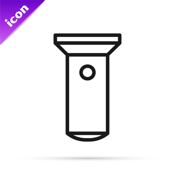 黑线手电筒图标孤立在白色图片下载