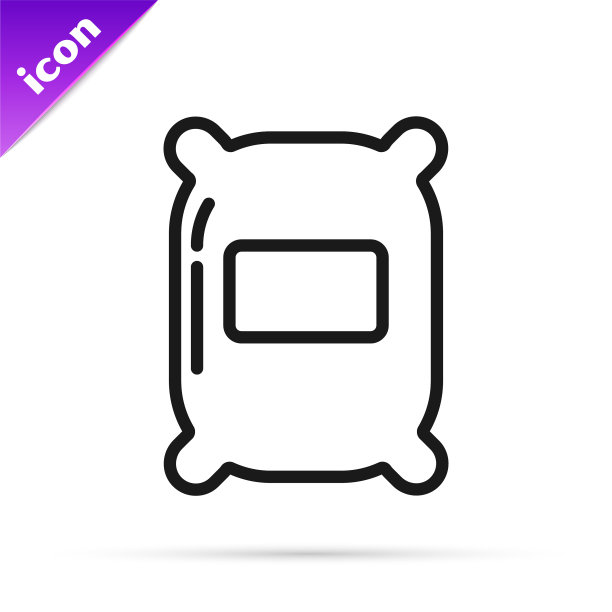 黑色线袋面粉图标孤立在白色图片下载