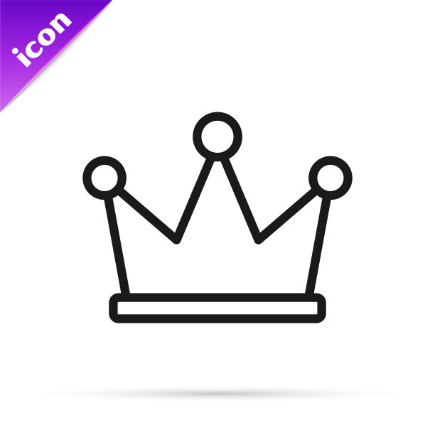 黑色线皇冠图标孤立在白色背景图片下载