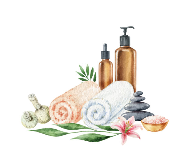 水彩水疗和浴室配件图片下载