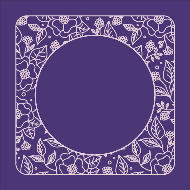 方形框架，圆形边缘，粉红色花朵图片下载