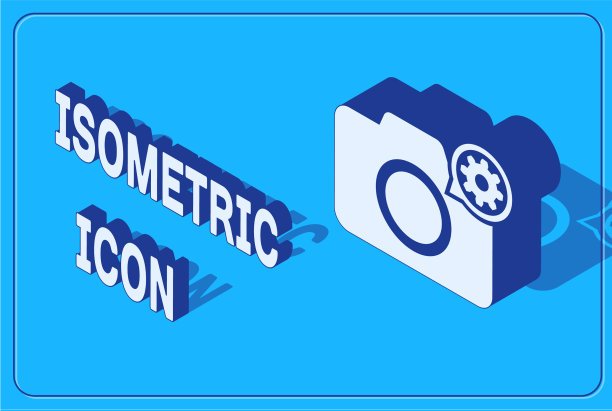 等距摄影相机和齿轮图标隔离图片下载