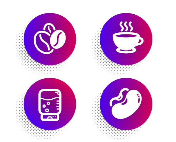 咖啡杯咖啡豆和水冷却器图标图片下载