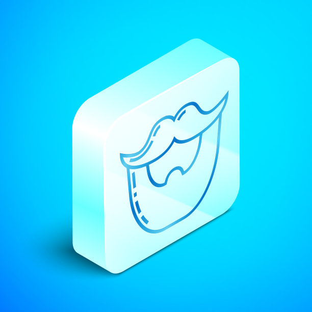 等距线胡子和胡子图标孤立上图片下载