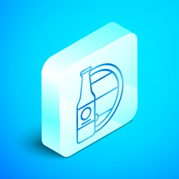 等距线啤酒瓶和木桶图标图片下载