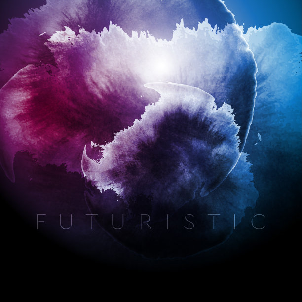 深蓝色紫色墨水，水彩墨迹图片下载