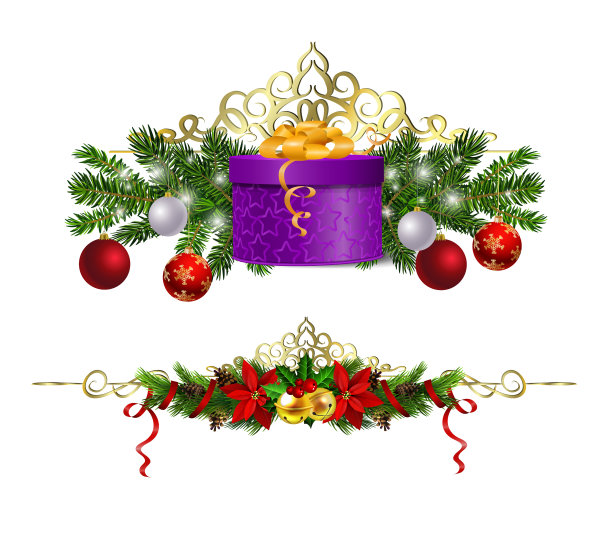 圣诞装饰用冷杉树金色的叮当声图片下载