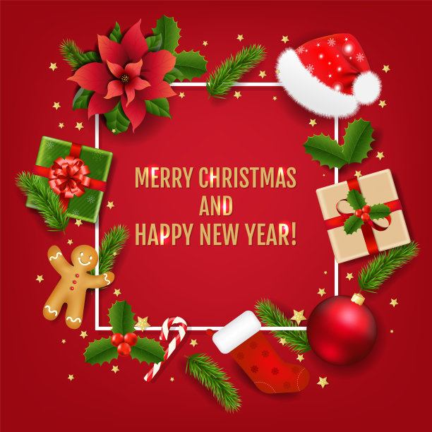 圣诞贺卡，一品红图片下载