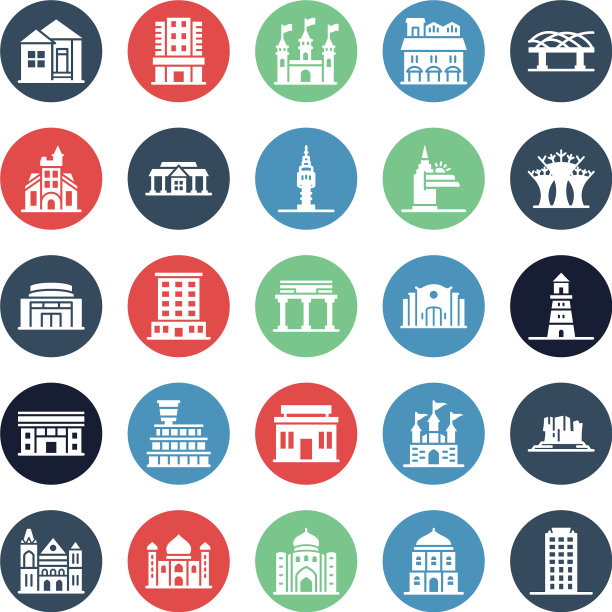 世界地标孤立图标设置ca图片下载