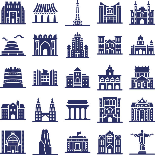 世界地标孤立图标设置ca图片下载