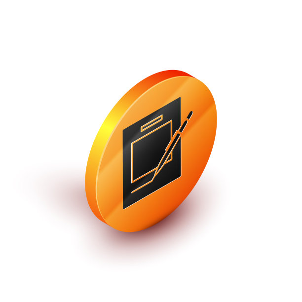 等距空白笔记本和笔图标隔离上图片下载