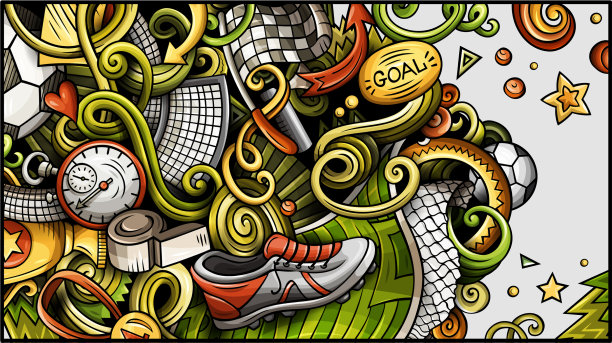 足球手绘涂鸦横幅卡通详细图片下载