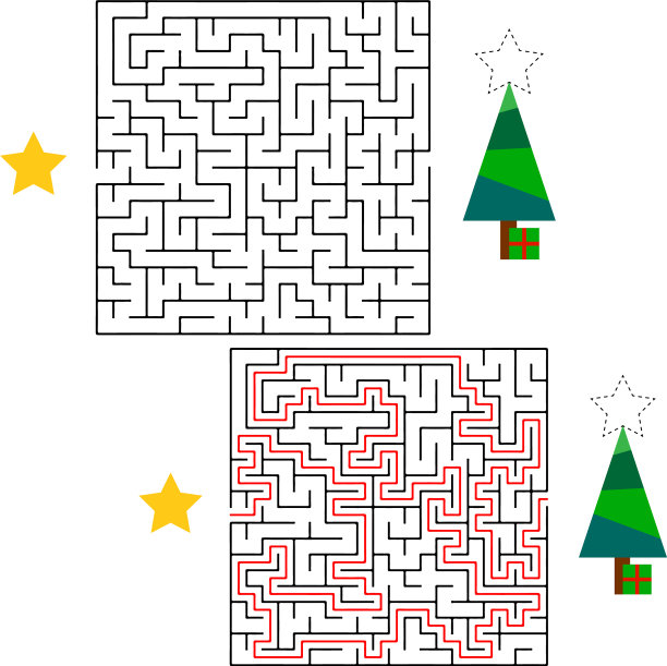 迷宫游戏或活动页面的孩子帮助圣诞老人图片下载