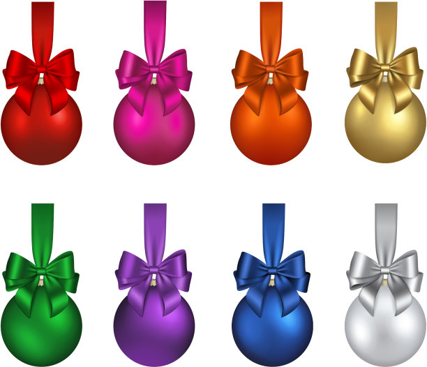 用蝴蝶结布置圣诞球图片下载
