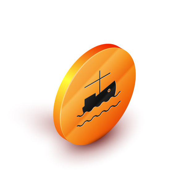 等距渔船上的水图标孤立上图片下载