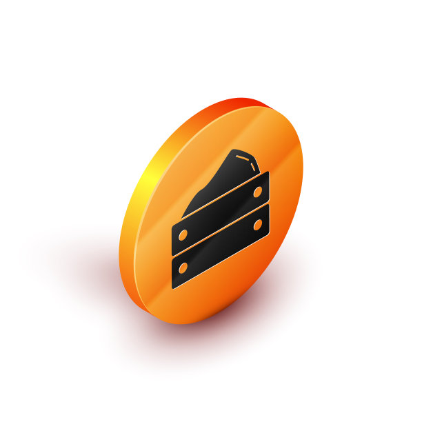 与收获图标隔离的等距木盒子图片下载