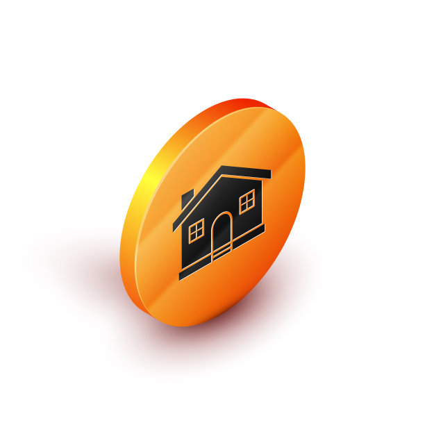 等距房子图标孤立在白色背景图片下载