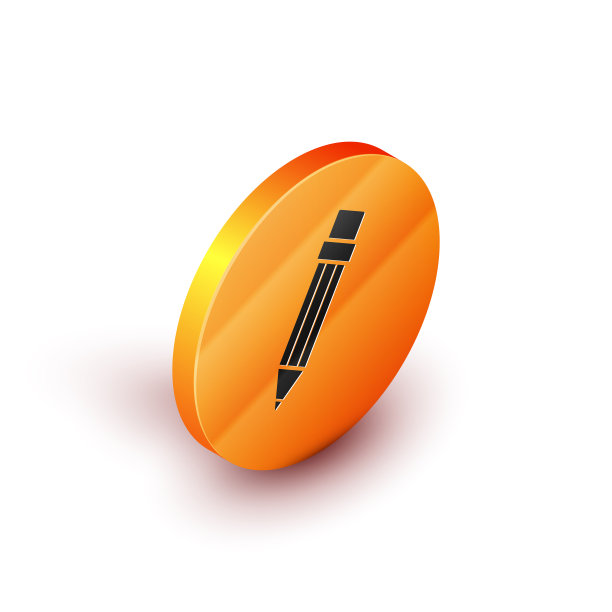 与橡皮图标隔离的等距铅笔图片下载