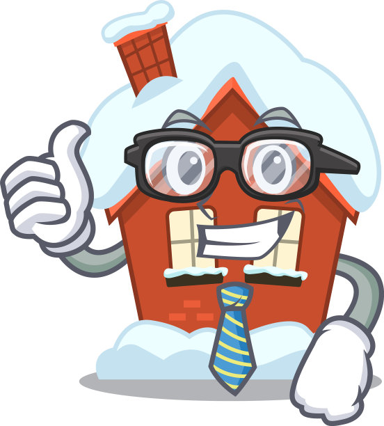 冬天的房子在卡通形状的商人图片下载