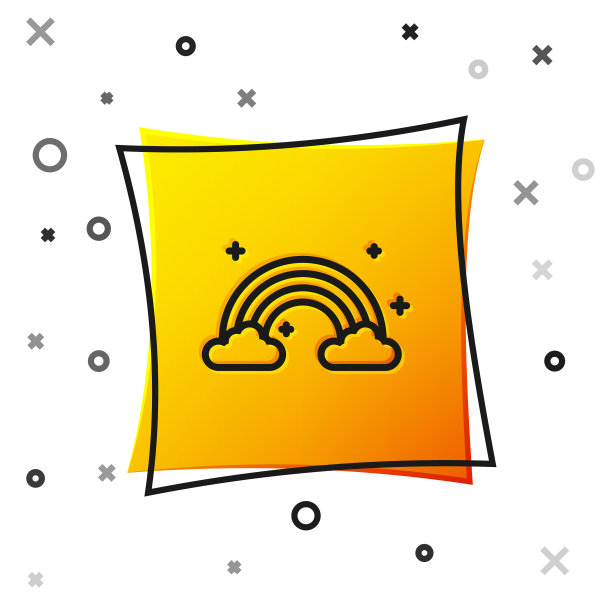 黑色彩虹与云图标孤立在白色图片下载