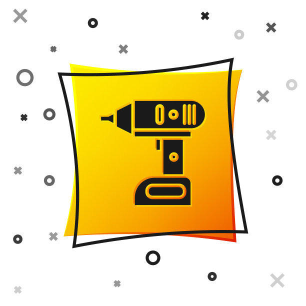 黑色电动无绳螺丝刀图标隔离图片下载