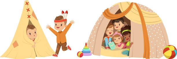 孩子们坐着玩手工制作的玩具图片下载