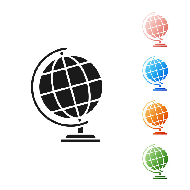黑色地球地球仪图标孤立在白色图片下载