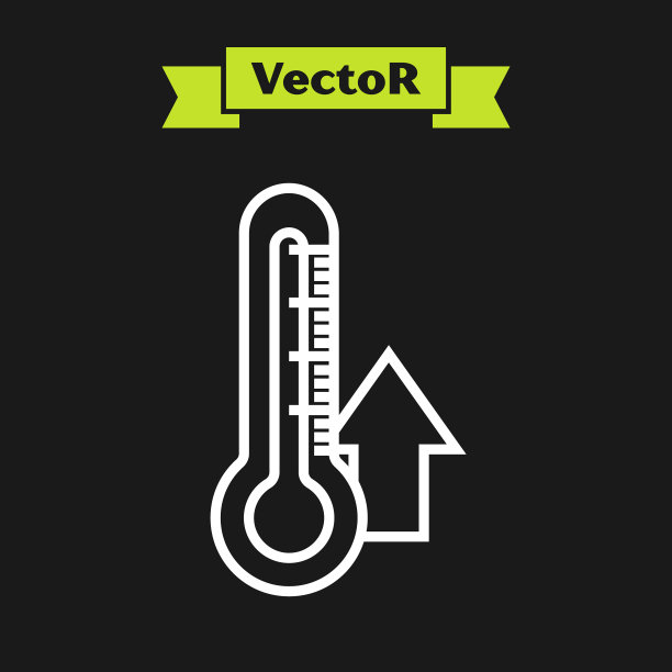 白线温度计图标隔离在黑色上图片下载