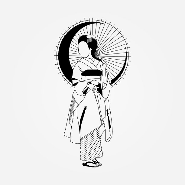 日本传统艺伎可爱的设计图片下载