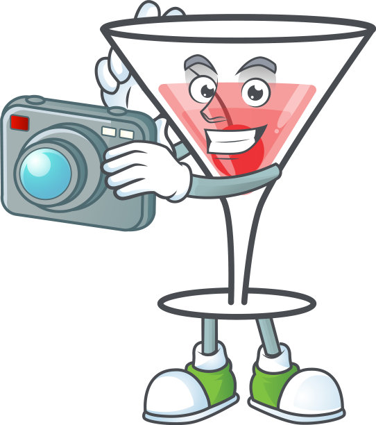 卡通新鲜鸡尾酒与摄影师图片下载