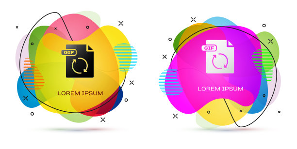 彩色GIF文件文件下载GIF按钮图标图片下载