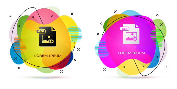 彩色GIF文件文件下载GIF按钮图标图片下载