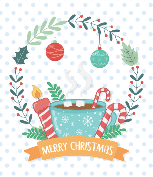 巧克力杯蜡烛糖果甘蔗花环快乐图片下载